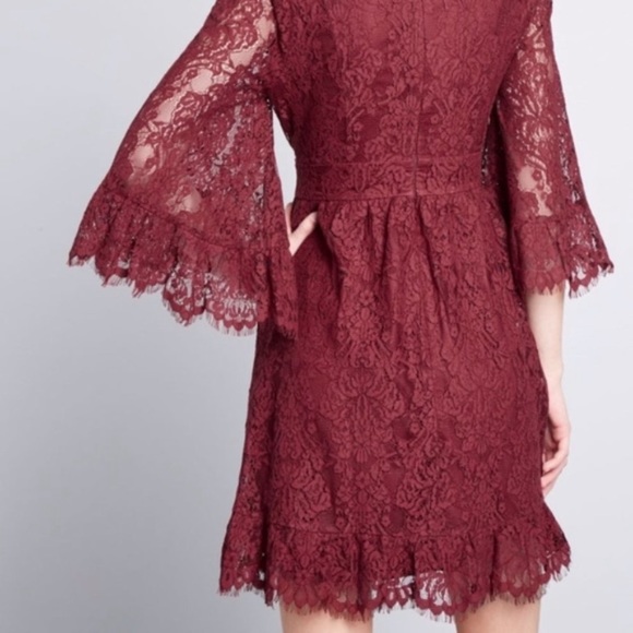 ModCloth Through the Bluebells Wine Lace Dress - Picture 4 of 8